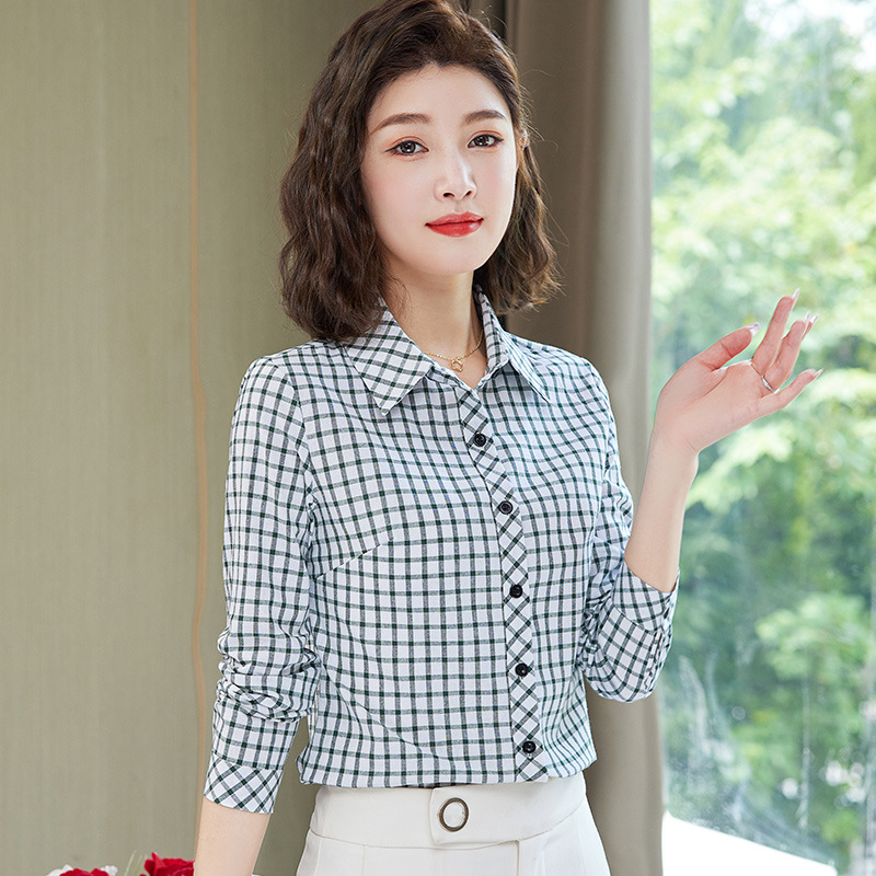 Cotton Plaid Shirt Women's Long-sleeved 2022 Autumn New Design Sense Niche Shirt Middle-aged Mother's Cotton Top Cotton Plaid Shirt Women's Long-sleeved 2022 Autumn New Design Sense Niche Shirt Middle-aged Mother's Cotton Top