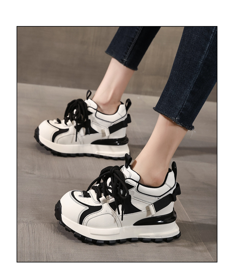 Giày sneaker nữ đế dày tăng chiều cao phong cách dad sneaker — màu trắng chi tiết 15