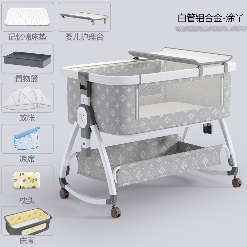 Cama de bebé de aleación de aluminio cama de costura cama multifuncional móvil plegable cama infantil bebé recién nacido cama cuna cama