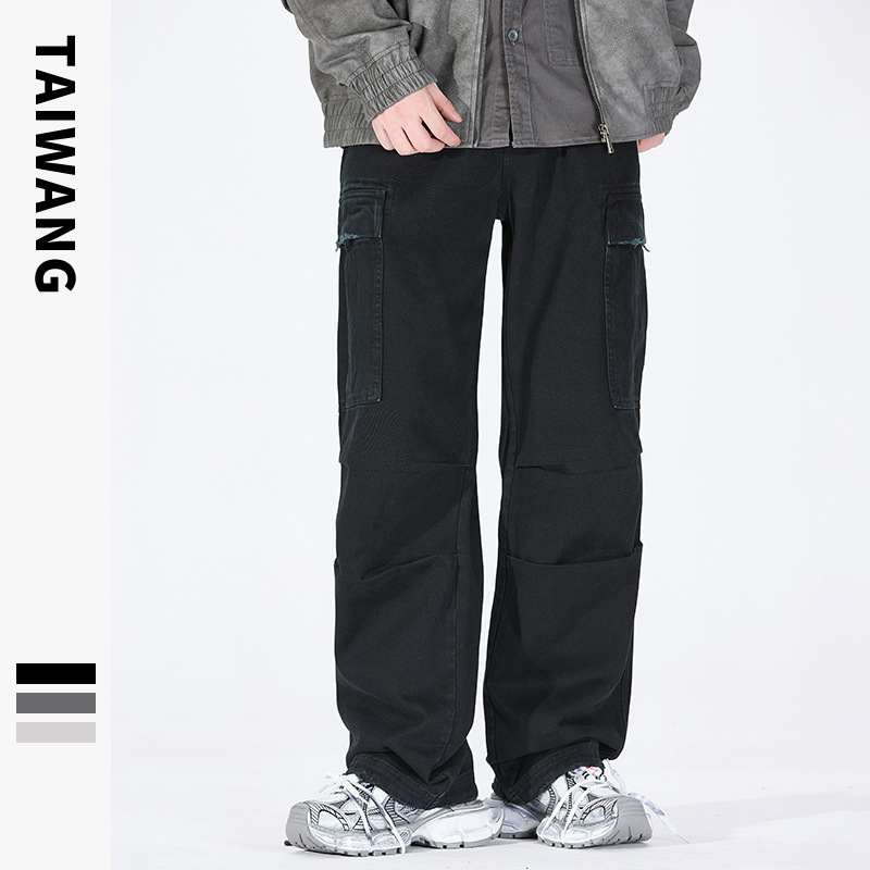 Abbigliamento maschile Thai King Abbigliamento maschile 2024 Pantaloni da paracadutista retrò Autunno e inverno Tintura indumenti Abbigliamento da lavoro Pantaloni larghi multitasche Pantaloni da uomo_voghion.com