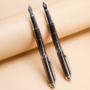 Striped plaid texture pen gun gray high-end enterprise office Annual Meeting metal signature pen gift pen