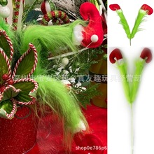 圣诞装饰绒毛公仔玩具毛绒圣诞精灵玩偶圣诞挂饰装扮假腿厂现货