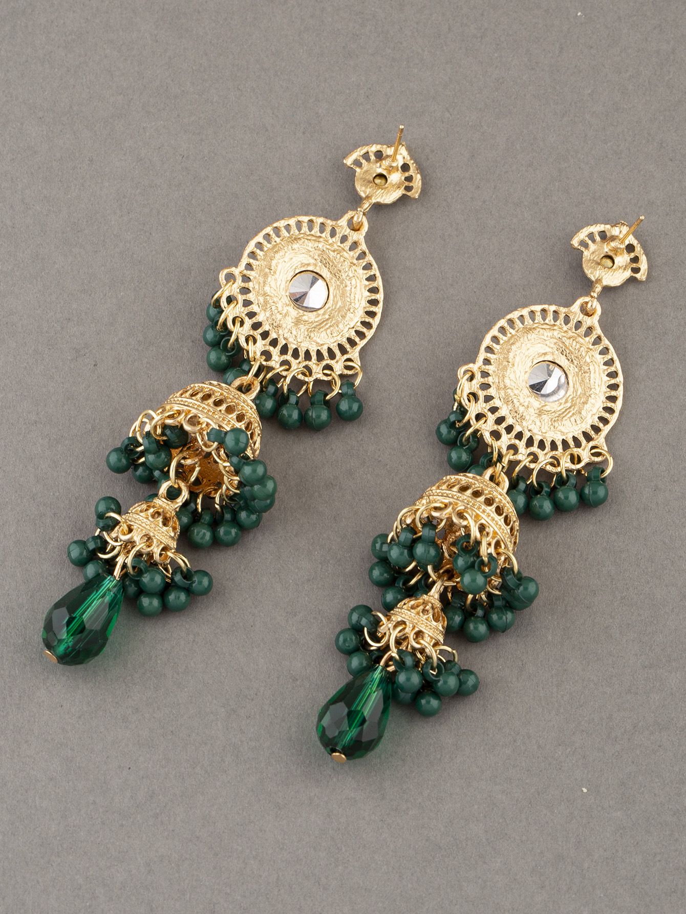 37g Weight Acrylic, Gem Inlay Material Drop Earrings Classification 1 Pair Quantity Daily, Street Occasion Alloy Material Round, Bell Pattern Women's Gender Pearl, Plating, Inlay Design Retro Style 1 Pair Retro Round Bell Pearl Plating Inlay Alloy Acrylic Gem Drop Earrings 4