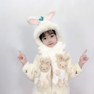 Cartoon Thickened Scarf Children's Hat New Three-piece Shape Warm Hat Gloves Children's Three-piece Winter Set