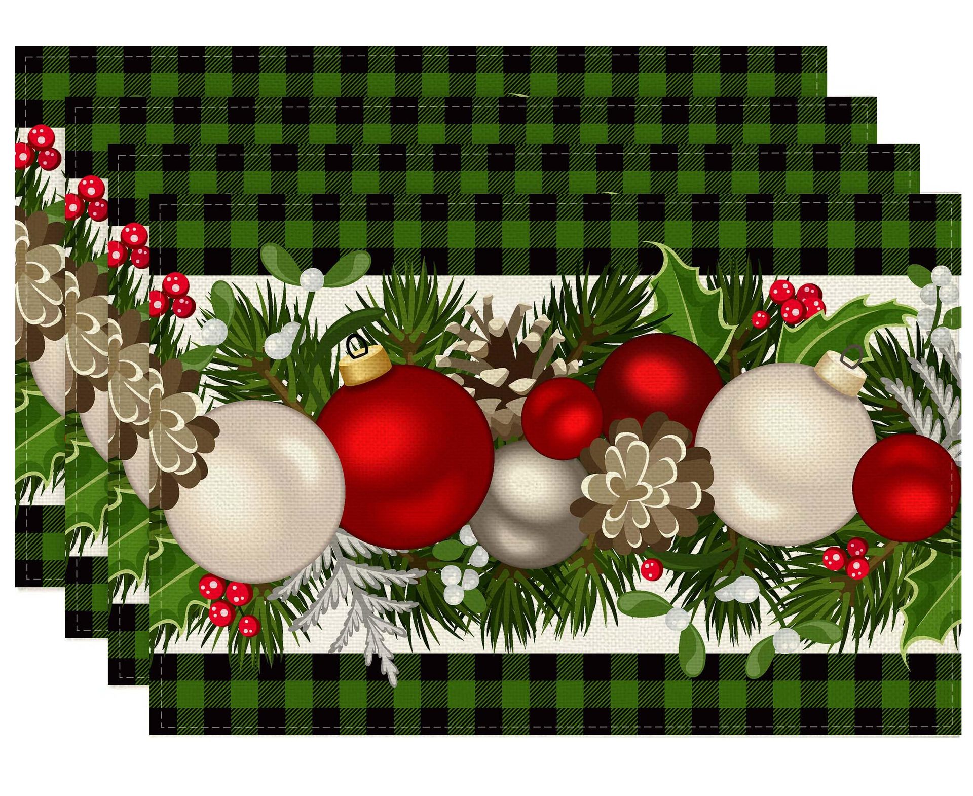 Mantel individual DE LINO DE NAVIDAD corredor de mesa campana a cuadros impreso Toalla de mesa estera lavada antideslizante aislamiento térmico decoración de vacaciones