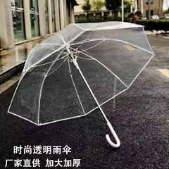 小清新长柄透明伞彩色直杆透明雨伞自动伞礼品广告伞印logo