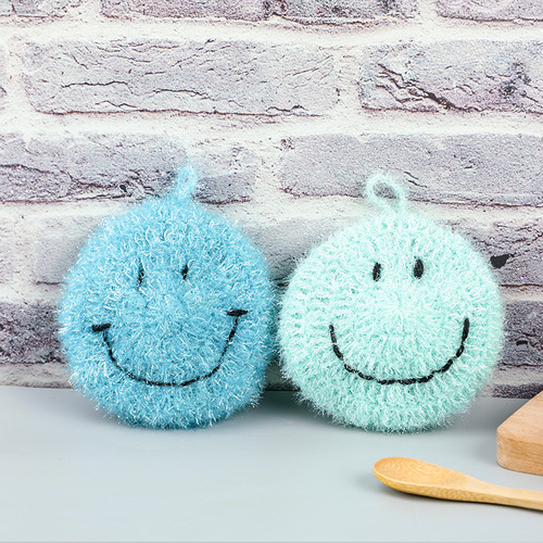 Acrylic non-stick dish towel Thickened acrylic smiley Korean style cute smiley dish towel