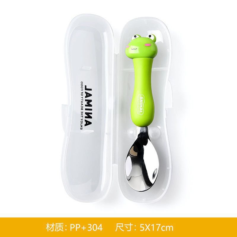 Animal encantador portátil para llevar estudiantes cucharas de comidas dormitorios escolares cucharas de cubierta de cubierta set