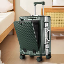 前开口男女旅行20寸万向轮大容量拉杆铝框usb充电多功能行李箱女