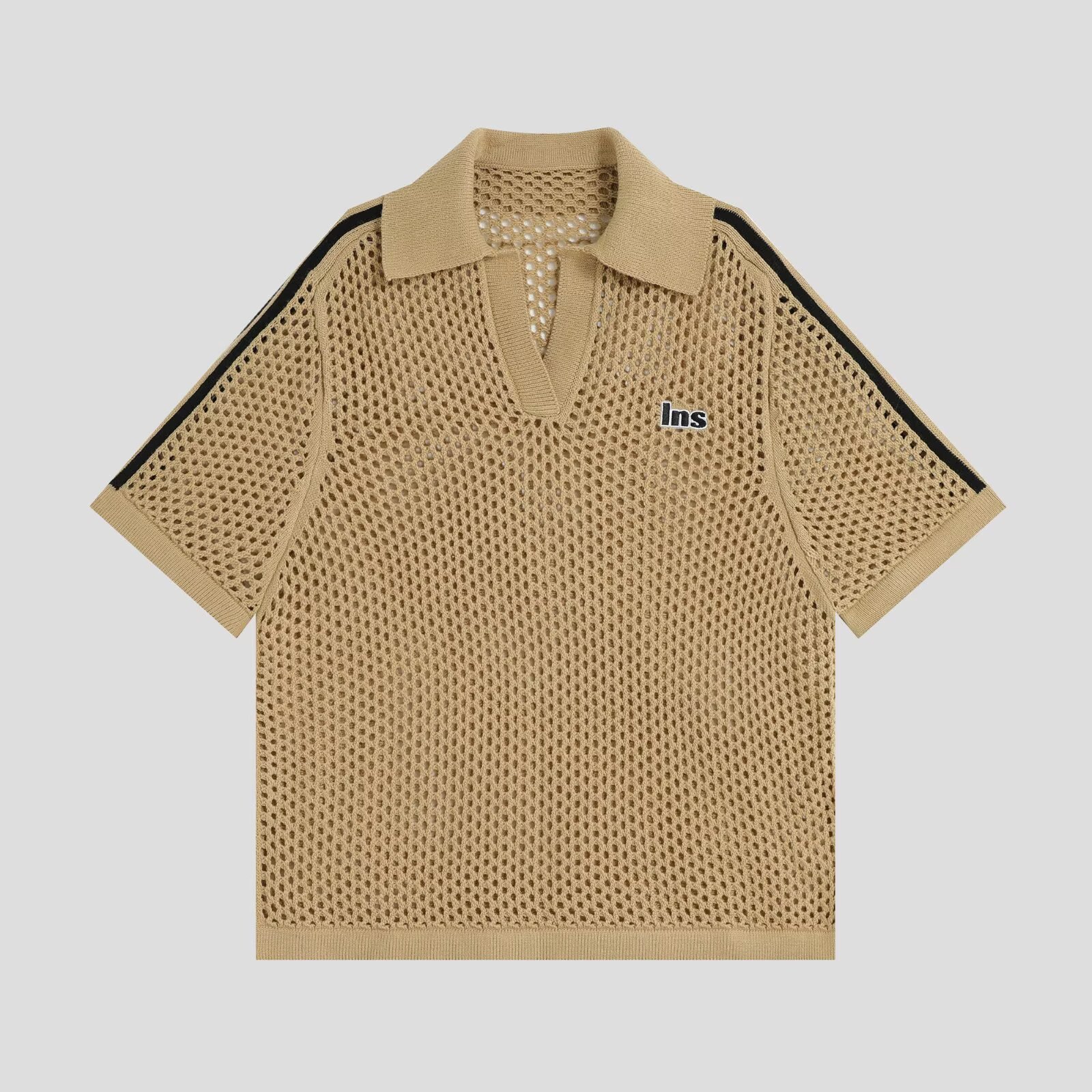 Polo camiseta de punto camiseta de manga corta camiseta hombre gaviota cuello V hueco viejo viento de negocios de verano fábrica transfronteriza al por mayor