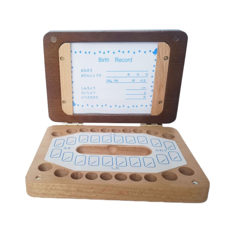 Caja de almacenamiento de dientes de madera personalizada transfronteriza para niños, caja de marco de fotos para niños y niñas, caja de coleccionista de cabello de bebé