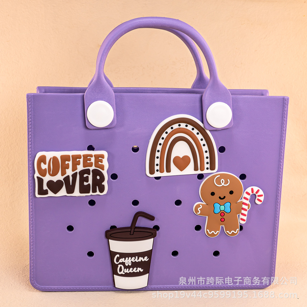 Bolsa de playa EVA colgante bogg bolsa agujero bolsa accesorios navideños flores botones extraíbles botones de flores accesorios DIY