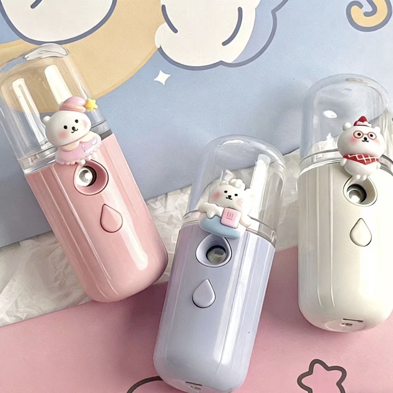 Pequeño oso pulverización de agua de verano estudiantes de humidificación facial pulverización eléctrica de agua de temporada escolar