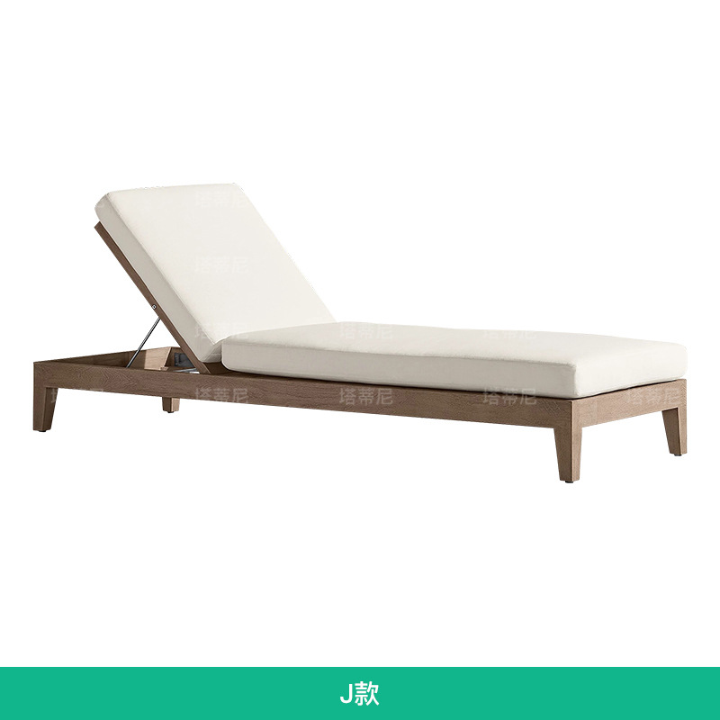 TECA al aire libre tumbado cama de ocio individual reclinable impermeable a prueba de sol piscina reclinable sofá cama de madera maciza muebles de patio image 16