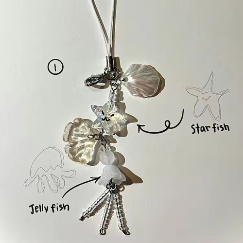 [Jellyfish Attraction] Beaded mobile phone chain, small pendant, girly heart camera chain, cute niche ins style pendant
