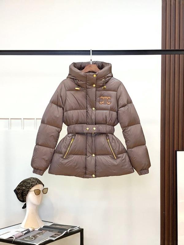 ce家25秋冬新款收腰羽绒服女中长款白鹅绒连帽外套气质通勤保暖|undefined