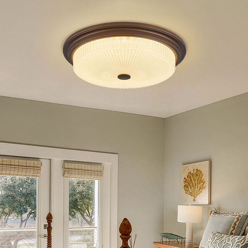 Luz de dormitorio medieval francesa simple retro redonda led sala de estar dormitorio principal estudio americano lámpara de techo