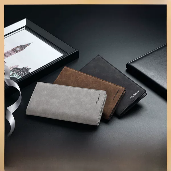 Men's Long Wallet with Multiple Card Slots, Slim Card Holder, Trendy and Personalized, Suitable for Students, Vintage Casual Storage