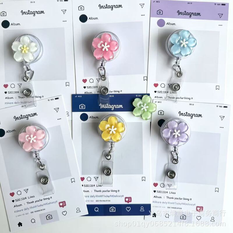 Fresh Floral Acrylic Retractable Badge Holder, Nurse ID Card Holder, Work Permit Lanyard Fresh Floral Acrylic Retractable Badge Holder, Nurse ID Card Holder, Work Permit Lanyard