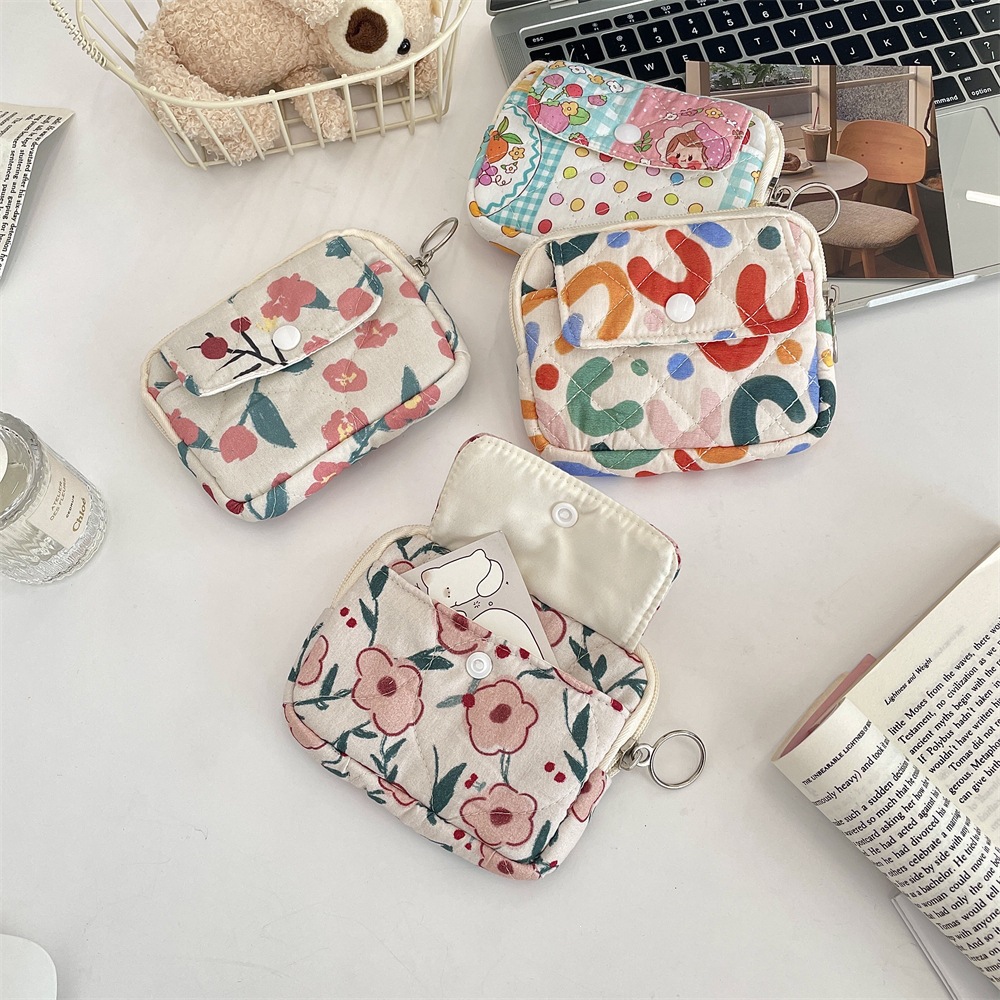 412221 Cute Cartoon Floral Quilted Multifunctional Storage Bag Organizer Bag Document Bag Coin Purse Card Holder