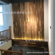民宿酒店装修榆木护墙板 复古装修实木板材 室内背景墙整张榆木板