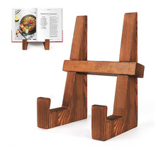 跨境松木厨房菜谱架书籍收纳置物架相框架黑胶唱片整理架照片支架