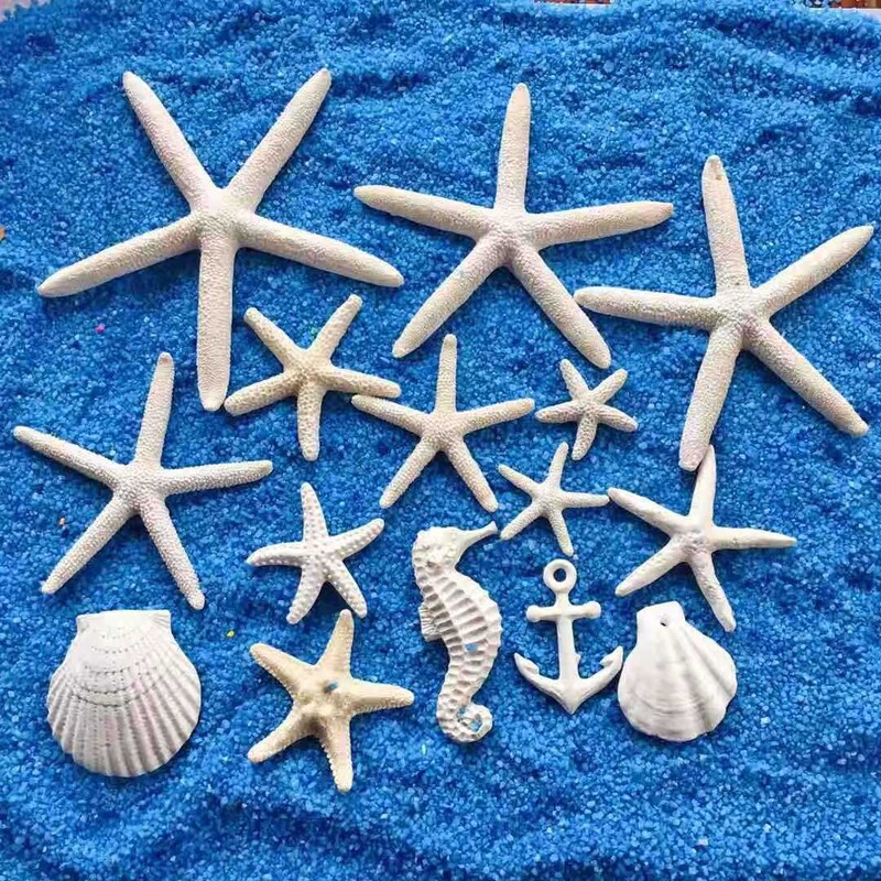 Resin Starfish, Shells, Seahorses, Conch Small Ornaments, Decorative Sea View Micro-Landscape, Suitable for Fish Tank Decoration