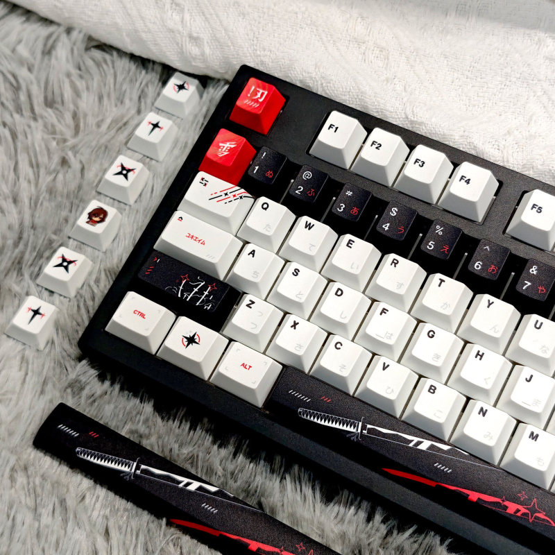 Black Blade Keycaps Pbt Dye-Sublimation Anime and Game Peripheral Accessories for Mechanical Keyboards Black Blade Keycaps Pbt Dye-Sublimation Anime and Game Peripheral Accessories for Mechanical Keyboards