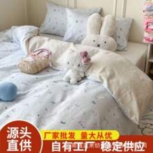 韩系慵懒氛围感居家双人四件套学生宿舍三件套南通家纺床品跨境款