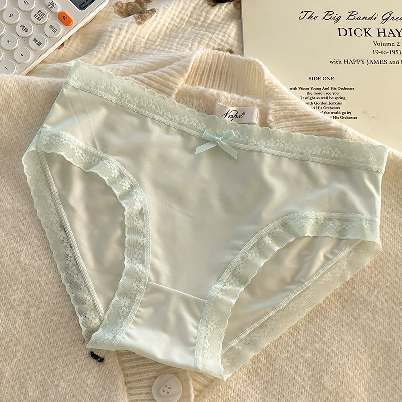 Cream summer ultra thin silk pants, triangular trousers, face mask, no trace