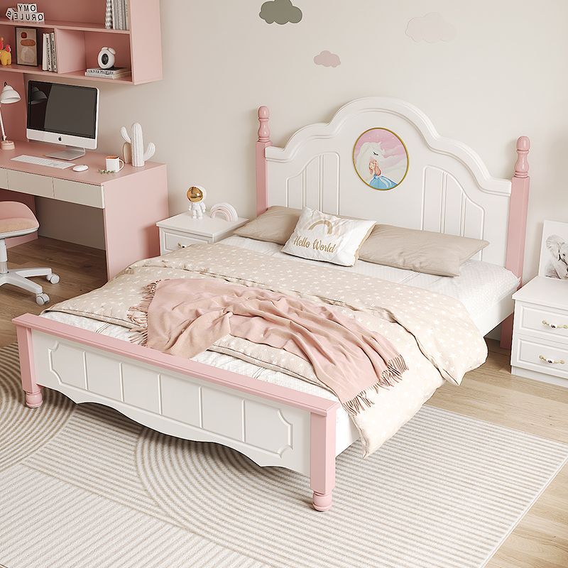 Solid Wood Children's Bed for Boys and Girls, Double Bed, Modern Simple American Style, Student Economical Master Bedroom Princess European Style Bed