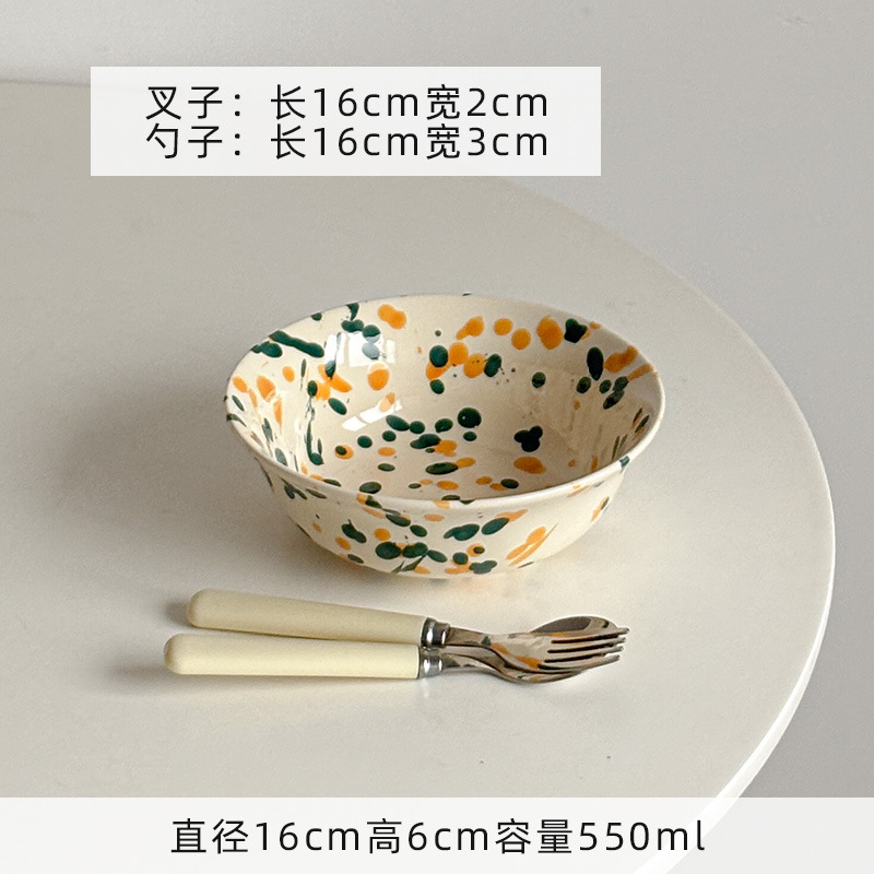Mooney ins スプラッシュインクバブル釉下色食器ホームダイニングプレートライスサラダヨーグルトボウルディッシュプレート軽食浅いプレート|undefined