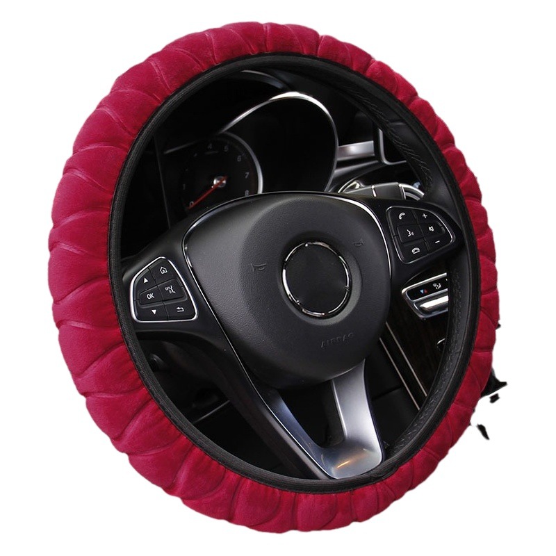 No inner ring heart language super soft three-dimensional plush elastic steering wheel cover car handle cover winter warm cross-border AliExpress