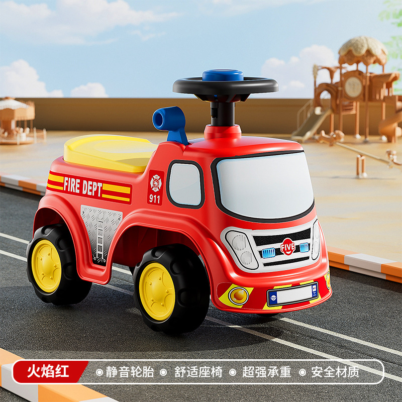 Coche de torsión para niños, coche de bomberos para niños, patineta de 1 - 3 años de edad, coche de equilibrio de cuatro ruedas, coche de juguetes para bebés