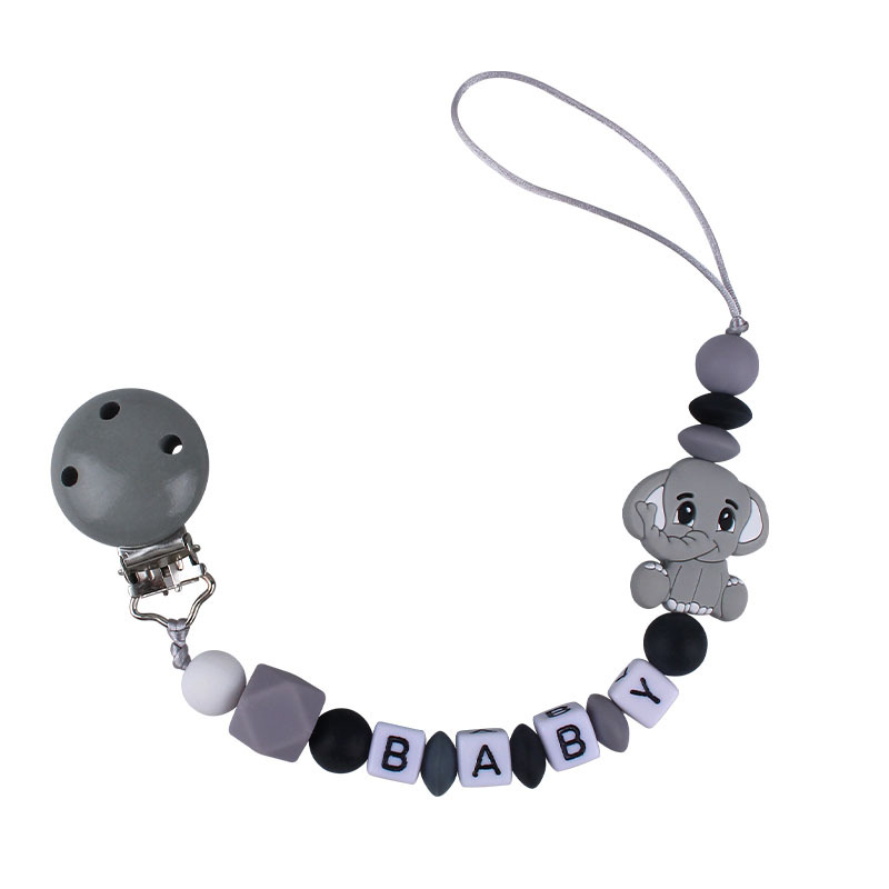 Bebé suministros chupete clip de dibujos animados animal elefante juguete mordedor chupete Cadena de chupete cadena anti-caída