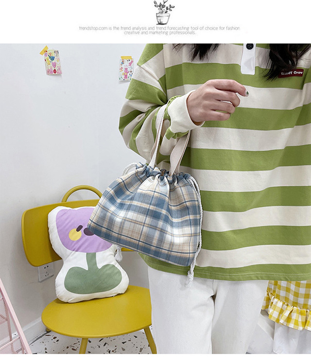 JK Japanese-style small bucket tote canvas bag, new simple and versatile, artistic single-shoulder hand-carry lunch box bag for women undefined