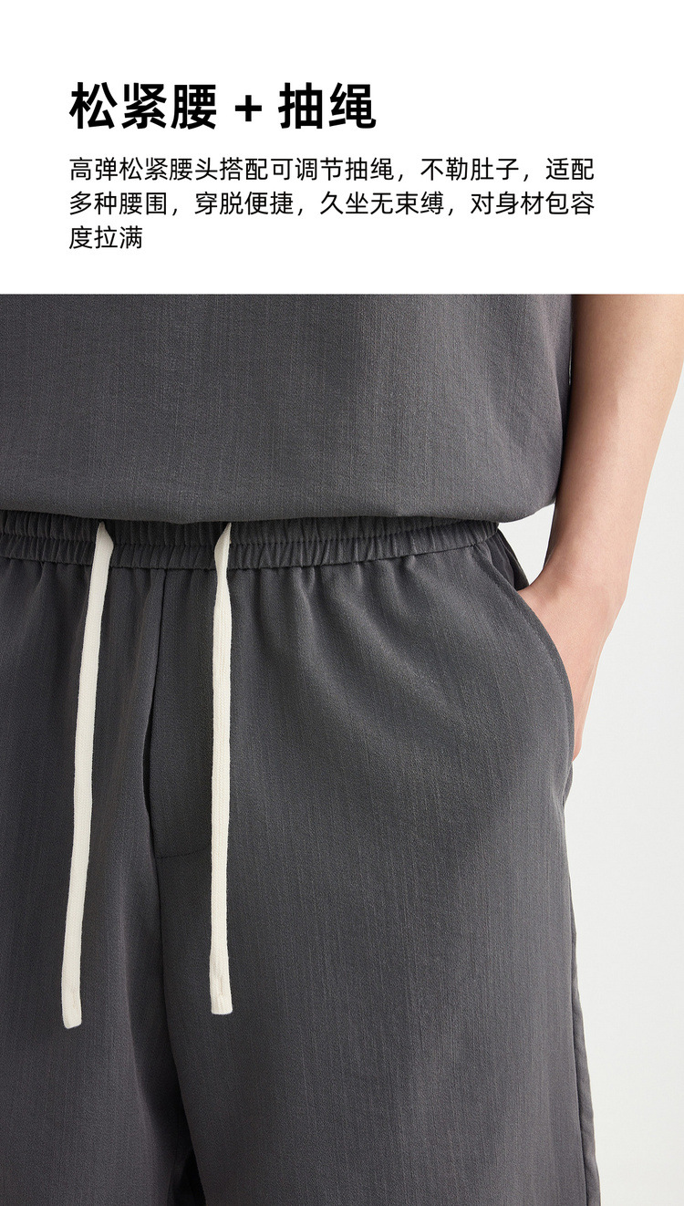 Quần short nam ống thẳng công sở cạp chun dáng 5 phân — đen chi tiết 5