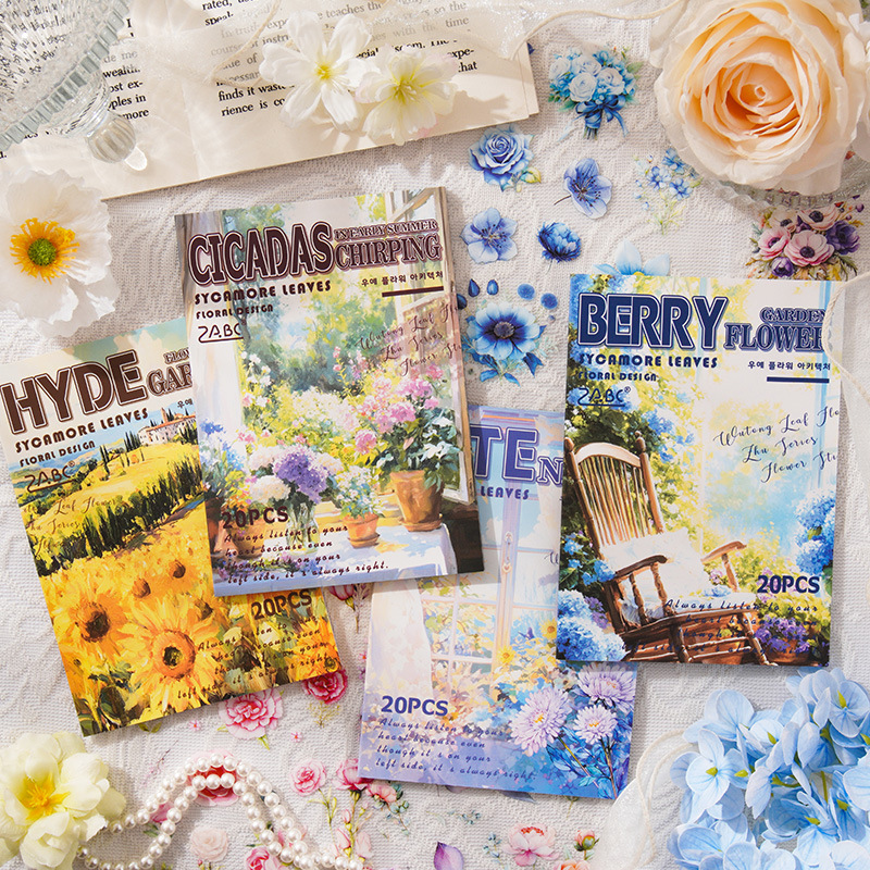 Banye Flower Building Transparente Impermeable Pet Sticker Libro de pegatinas de diario de cuenta manual de bricolaje Libro de pegatinas de paisaje de flores transfronterizas