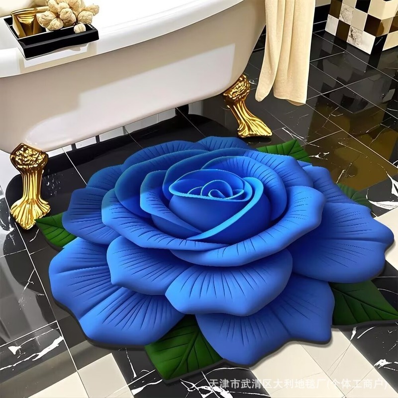 3D視覚花卉異形珪藻泥マット洗面台装飾マットトイレ吸水マット浴室マット|undefined