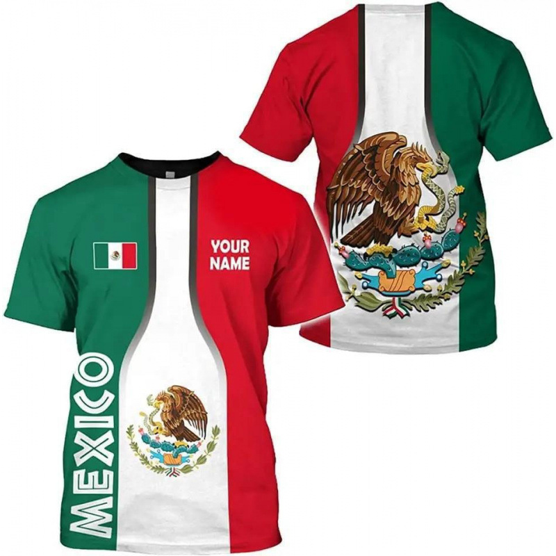 Comercio exterior transfronterizo AliExpress TK venta caliente impresión digital 3D camiseta de hombre manga corta casual serie mexicana blusa
