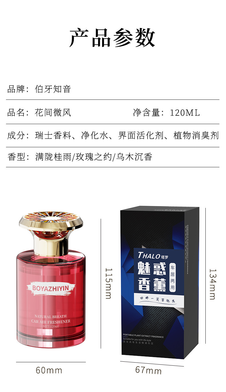 Floral Breeze Car Air Freshener Home Perfume Bedroom Glass Fragrance for Girls Internet Celebrity Odor Removal Liquid Fragrance