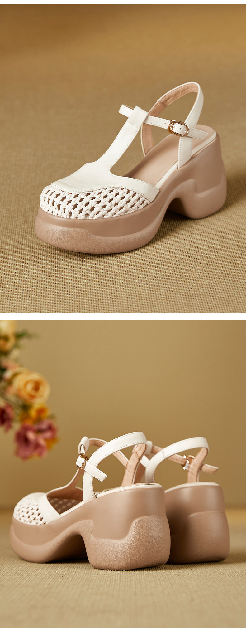 Sandal nữ quai chữ T đế xốp dày phong cách La Mã — đen chi tiết 10