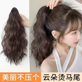 马尾假发女抓夹网红短款轻高马尾仿真蓬松云朵烫短卷发假马尾辫子
