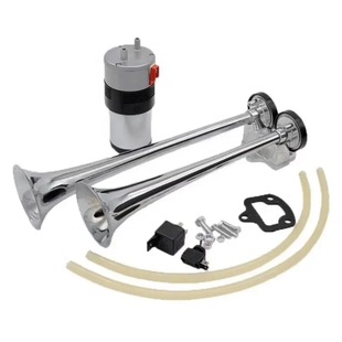 Double Pipe Air Horn Zinc Alloy Material Car Horns Rustle Sound Car Electrical Horn