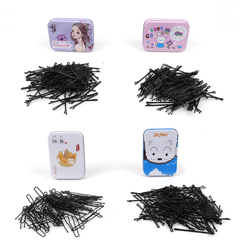 U-shaped hair clip with large wave pattern, small wave pattern clip, straight hair clip in a metal box, bang clip, split hair clip
