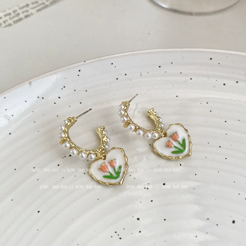 Серьги S925 серебро, игла, легкая роскошь цветочный дизайн, модный корейский стиль, множество цветов