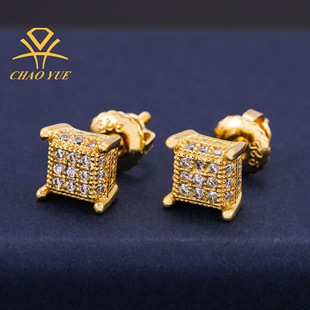 Foreign Trade Hot-Selling S925 Silver Vvs Moissanite European and American Cross-Border Men's and Women's High-End Earrings Jewelry Ready Supply
