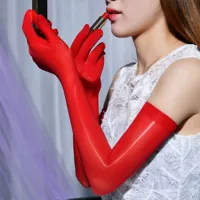 Qing He Yu Легкие пять пальцев чулки чулки свадебные перчатки рукава сексуальный черный шелк телесного цвета шелковистый красный масло яркое конь масло