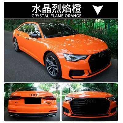 Red, Rose Pink, Corn Yellow, Battleship Gray, Auto Color Change Film - crystal-flame-orange-pvc-paper-low-152165m