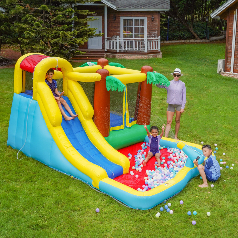 Castillo inflable para niños Doctor Dolphin para uso doméstico, tobogán pequeño para interiores, trampolín inflable, castillo de juegos acuáticos para niños